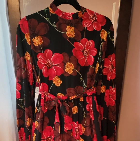 Floral long sleeve maxi dress shein size lg - Picture 2 of 3